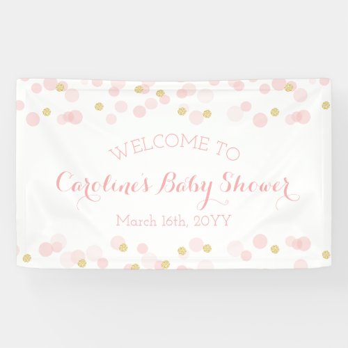 Pink Gold Glitter Confetti Baby Girl Shower Banner