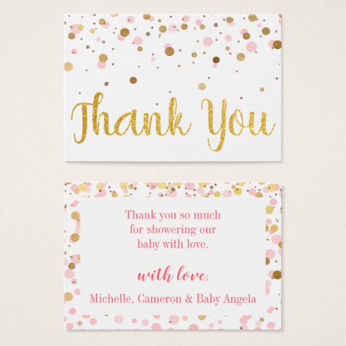 Pink Gold Glitter Confetti Calligraphy Thank You