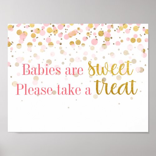 Pink Gold Glitter Confetti Dessert Treats Sign