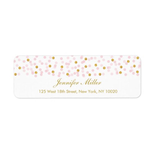 Pink  Gold Glitter Confetti Return Address Labels