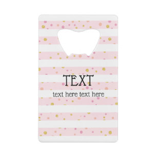 pink, gold, glitter credit card bottle opener