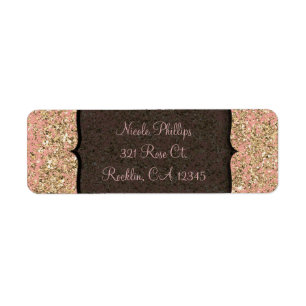 Pink & Gold Glitter Crystal Glam Party Invitation Label