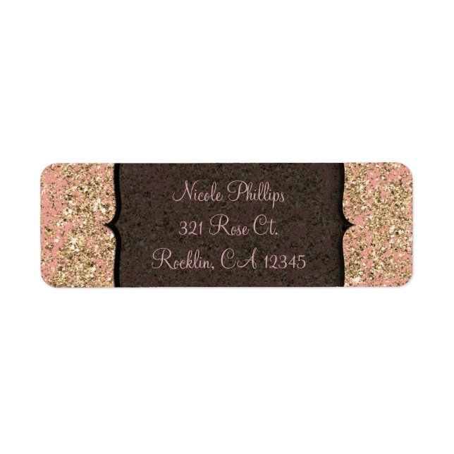 Pink & Gold Glitter Crystal Glam Party Invitation Label (Front)