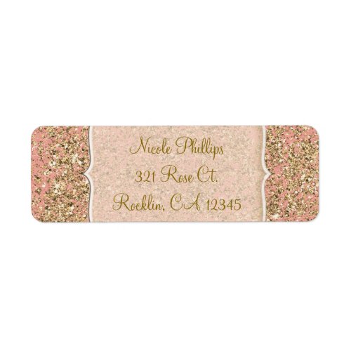 Pink  Gold Glitter Crystal Glam Party Invitation Label