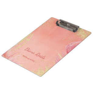 Pink gold glitter custom name clipboard