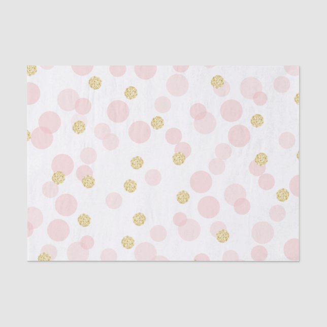 Pink Gold Glitter Dots Birthday Gift Tissue Paper (Front)