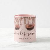 Pink Gold Glitter Drip Glam Beauty Customized Name Mug (Center)
