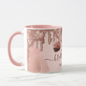 Pink Gold Glitter Drip Glam Beauty Customized Name Mug (Left)