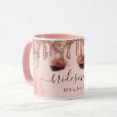 Pink Gold Glitter Drip Glam Beauty Customized Name Mug (Front Left)