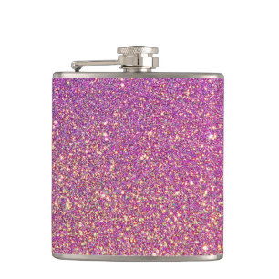 Pink Gold Glitter Faux foil Flask