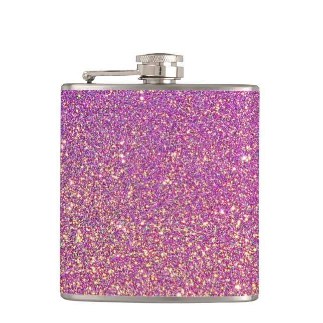 Pink Gold Glitter Faux foil Flask (Front)