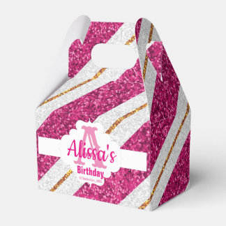 Pink & Gold Glitter Favor Box