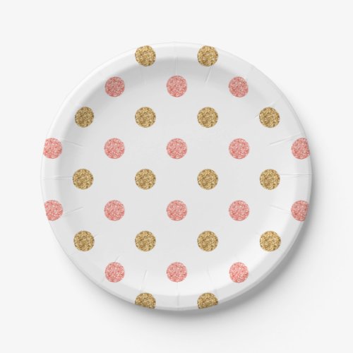 Pink  Gold Glitter Festive Celebration Paper Plates