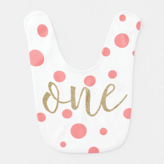 Pink & Gold Glitter First Birthday Bib