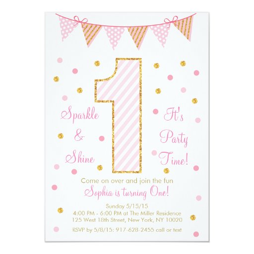 Pink Gold Birthday Invitations 8