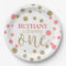 Pink & Gold Glitter First Birthday Paper Plates