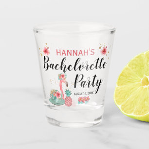 Pink Gold Glitter Flamingo Bachelorette Party Shot Glass