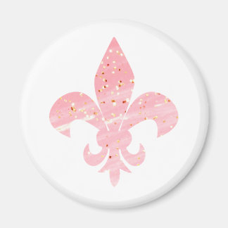 Pink & Gold Glitter Fleur de Lis Magnet