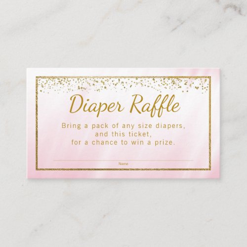 Pink Gold Glitter Girls Diaper Raffle Tickets Enclosure Card