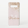 Pink Gold Glitter Girly Pretty Initial Name Samsung Galaxy S10 Case