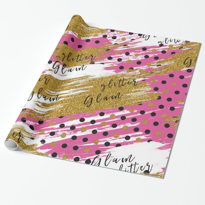 Pink gold glitter glam wrapping paper