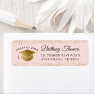 Pink Gold Glitter Graduation Party Return Address Label