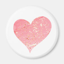 Pink & Gold Glitter Heart Magnet