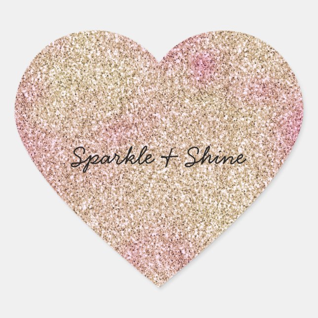 Pink Gold Glitter       Heart Sticker (Front)