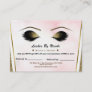 Pink Gold Glitter Lashes Refer Friend Aftercare Referral Card