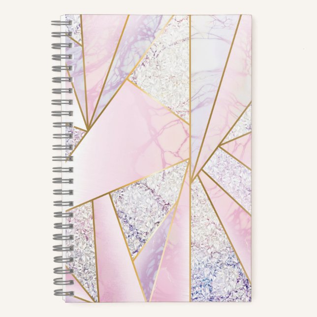 Pink Gold Glitter like Sketchbook Marble Elegance Notebook (Front)