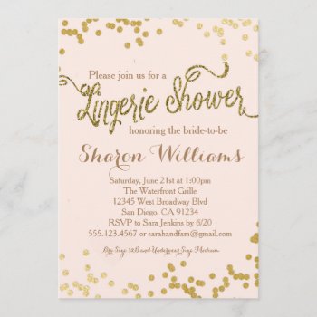Pink & Gold Glitter Lingerie Shower Invitation by seasidepapercompany at Zazzle