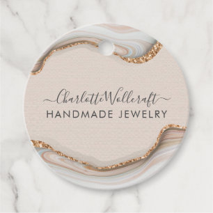 Pink Gold Glitter Marble Agate Handmade Jewelry Cl Favor Tags