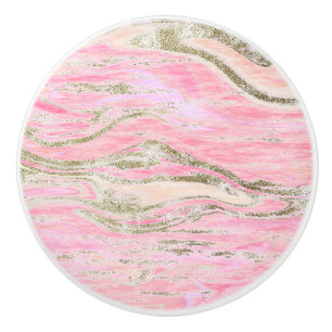Pink Gold Glitter Marble Pattern Design Stylish Ceramic Knob
