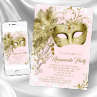 Pink Gold Glitter Masquerade Party