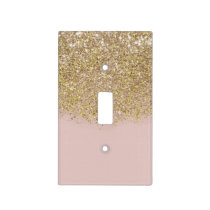 Pink & Gold Glitter Modern Trendy Glam Chic Light Switch Cover