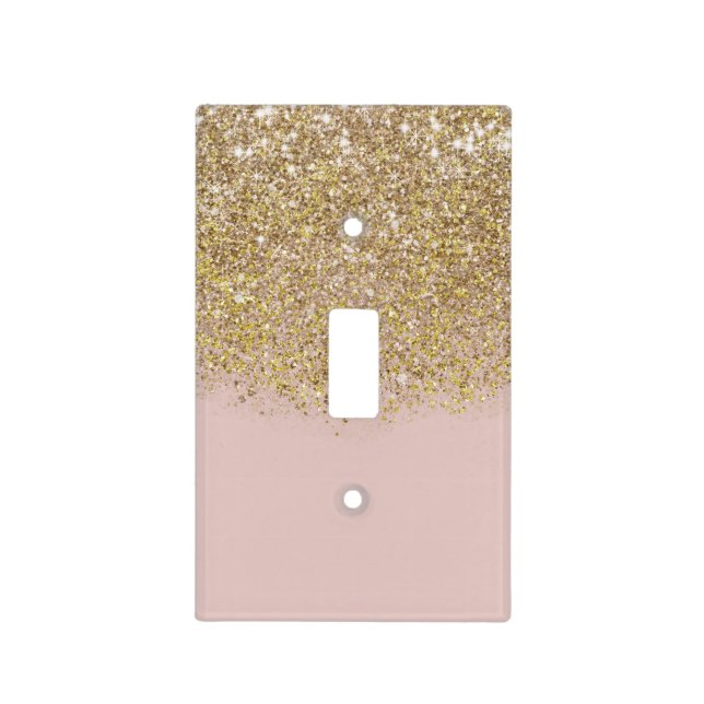 Pink & Gold Glitter Modern Trendy Glam Chic Light Switch Cover (Front)