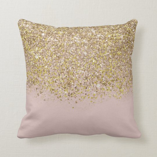 Pink & Gold Glitter Modern Trendy Glam Chic Throw Pillow