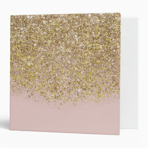 Pink & Gold Glitter Modern Trendy Glam Chic Trendy 3 Ring Binder
