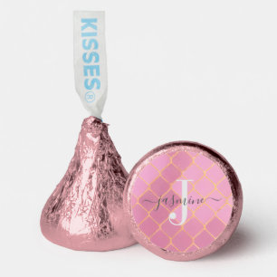Pink Gold Glitter Monogram Hershey®'s Kisses®