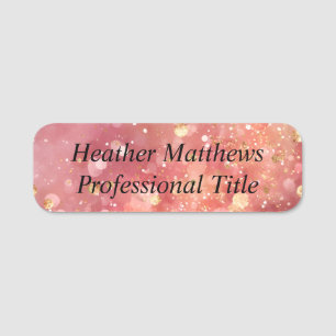 Pink & Gold Glitter Name Tag