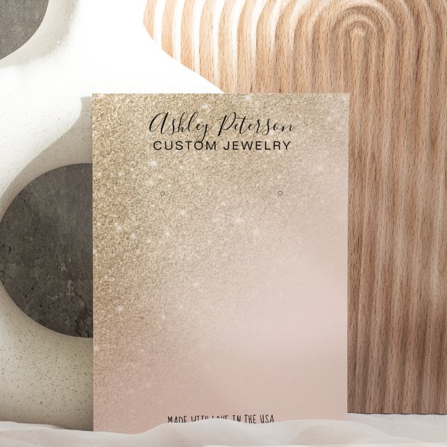 Pink  gold glitter ombre jewelry earring display business card