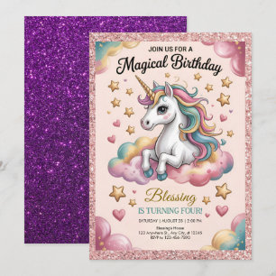 Pink & Gold Glitter Party Invitation