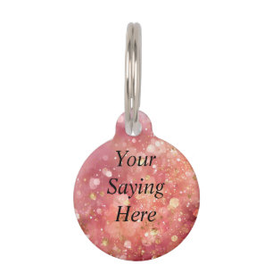 Pink & Gold Glitter Pet ID Tag