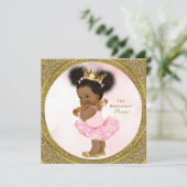 Pink Gold Glitter Princess Vintage Baby Girl Party Invitation (Standing Front)