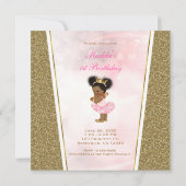 Pink Gold Glitter Princess Vintage Baby Girl Party Invitation (Back)