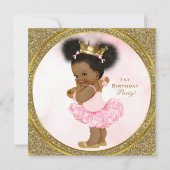 Pink Gold Glitter Princess Vintage Baby Girl Party Invitation (Front)