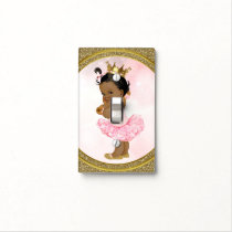 Pink Gold Glitter Princess Vintage Black Baby Girl Light Switch Cover