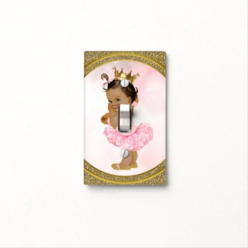 Pink  Gold Glitter Princess Vintage Tan Baby Girl Light Switch Cover