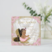 Pink Gold Glitter Shoe Pearl Ethnic Baby Shower Invitation (Standing Front)
