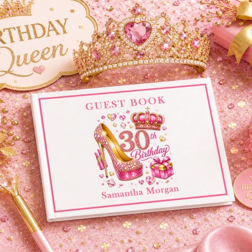 Pink Gold Glitter Sparkle 30th Birthday Guest Book